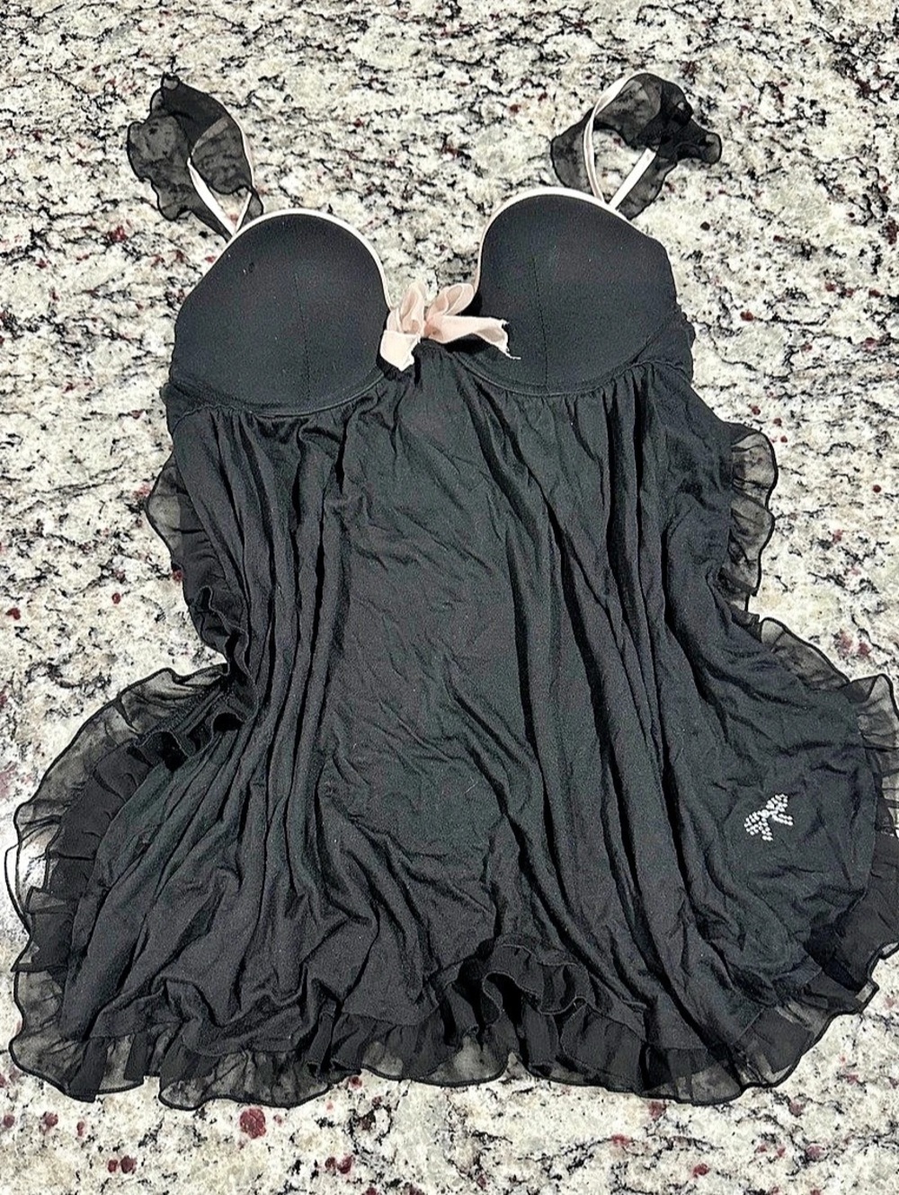 Victoria's Secret Black Sheer Chemise Size Medium Bra Size 34B